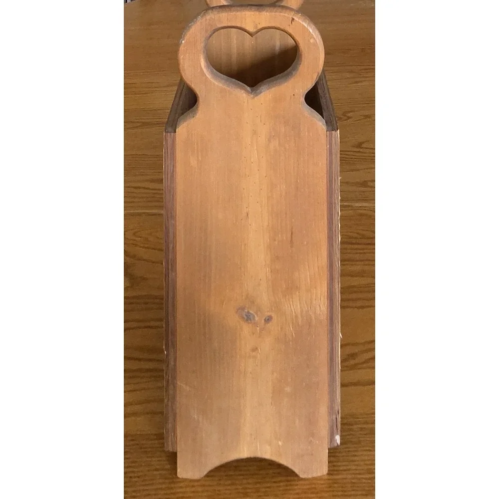Vintage Wood Umbrella Caddy Holder cutout Hearts Cottagecore Farmhouse Decor
